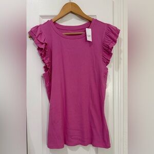 GAP Women's Ruffle Sleeve Fuchsia Tank